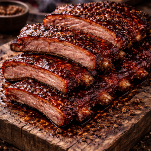 Côtes levée de dos de porc BBQ whisky