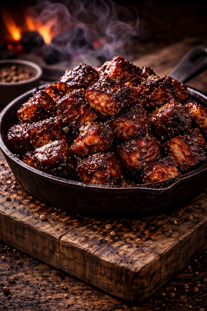 Burnt ends de porc