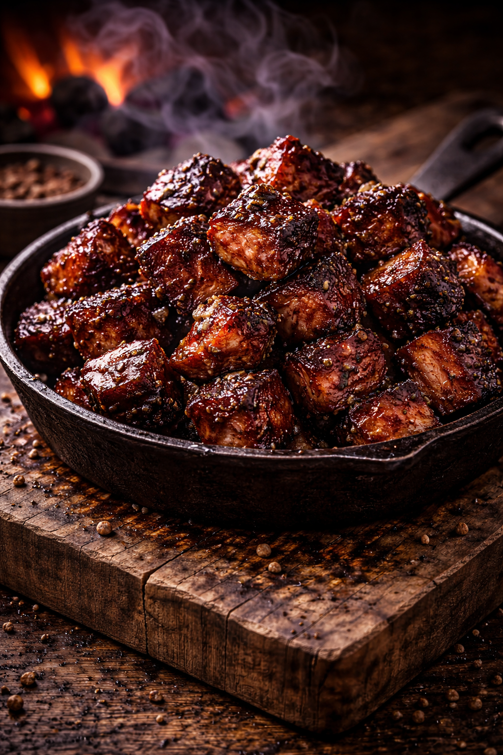 Burnt ends de porc