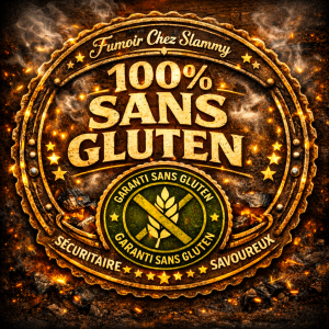 Image représentant le sceau du Fumoirr Chez Slammy qui garantie 100% Sans Gluten
